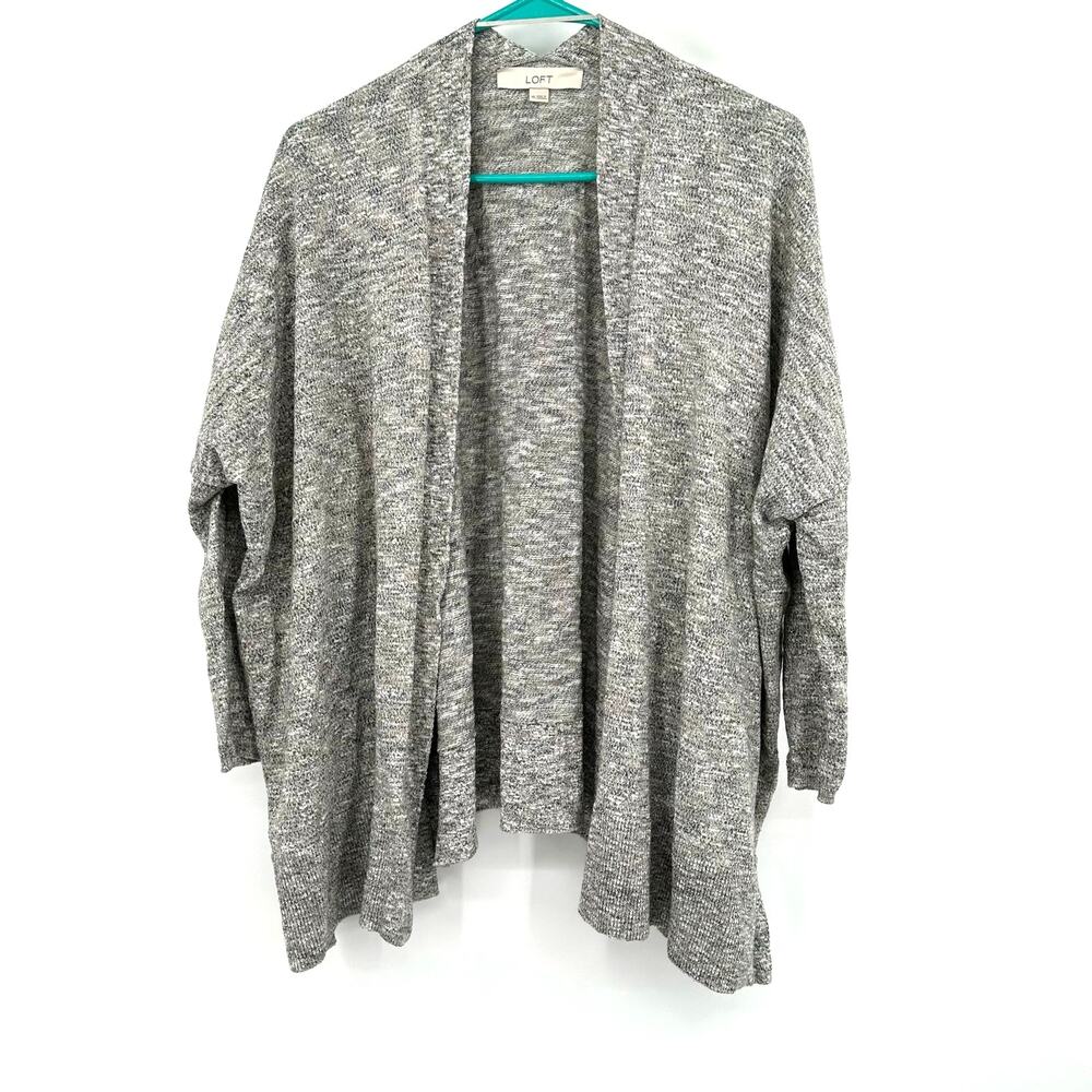 Loft Size XS Sweater Gray Heather Long Sleeve Open Front Cardigan‎ Everyday